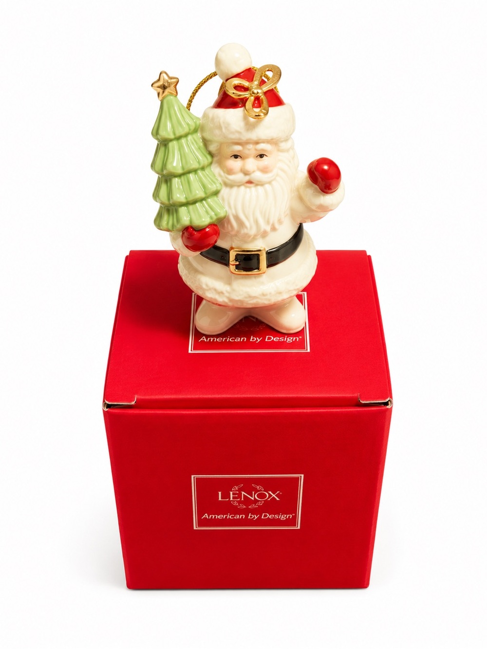 Lenox Red, Cream and Green Santa with Gold Accents Ornament